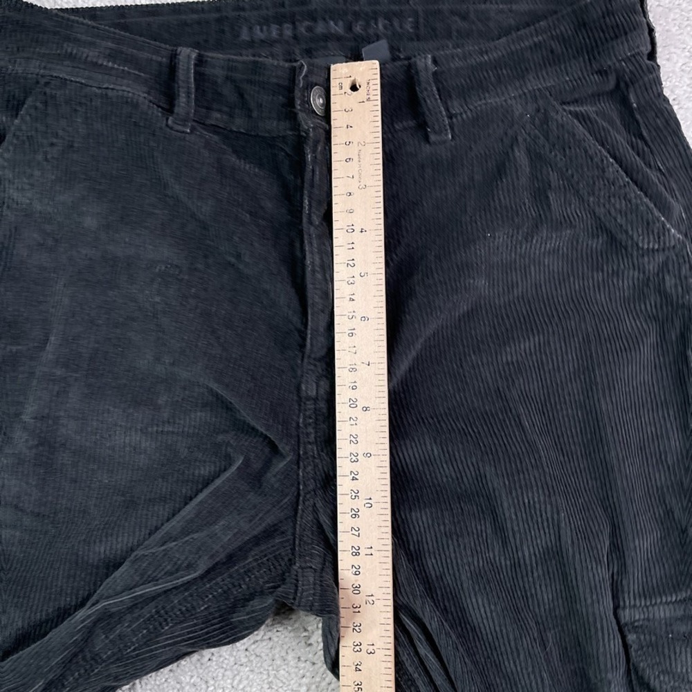 American Eagle Pants Womens 10 Black Corduroy High Rise Baggy Wide Leg Cargo - Picture 8 of 16